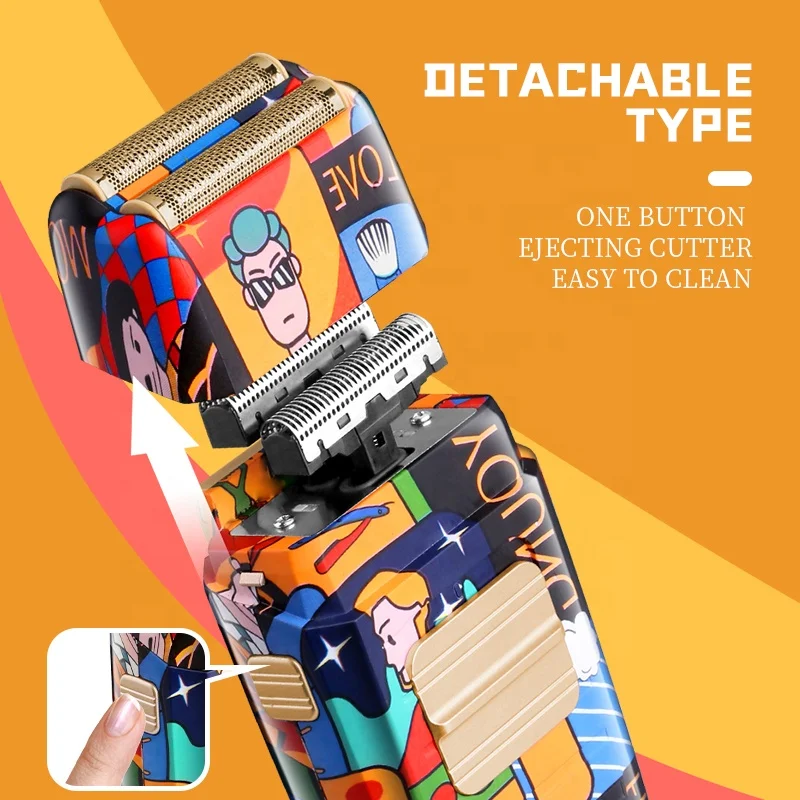 Kemei-Afeitadora eléctrica de Graffiti dorada, cortadora de pelo