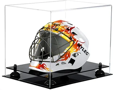 Factory Custom Clear Transparent Rectangle Acrylic Motorcycle Helmets Display Case With Black Base