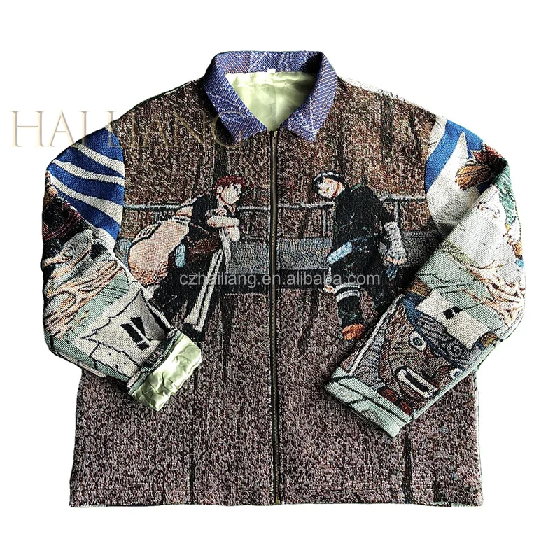 Custom Tapestry Jacket Man Plus Size Men's Zip Up Silk Liner Jackets