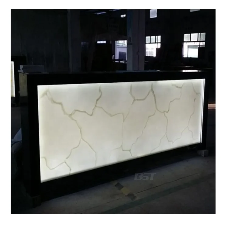 Western Style bar Counters Design bar Furniture Translucent Stone Surface Corian Top LED bar Counter