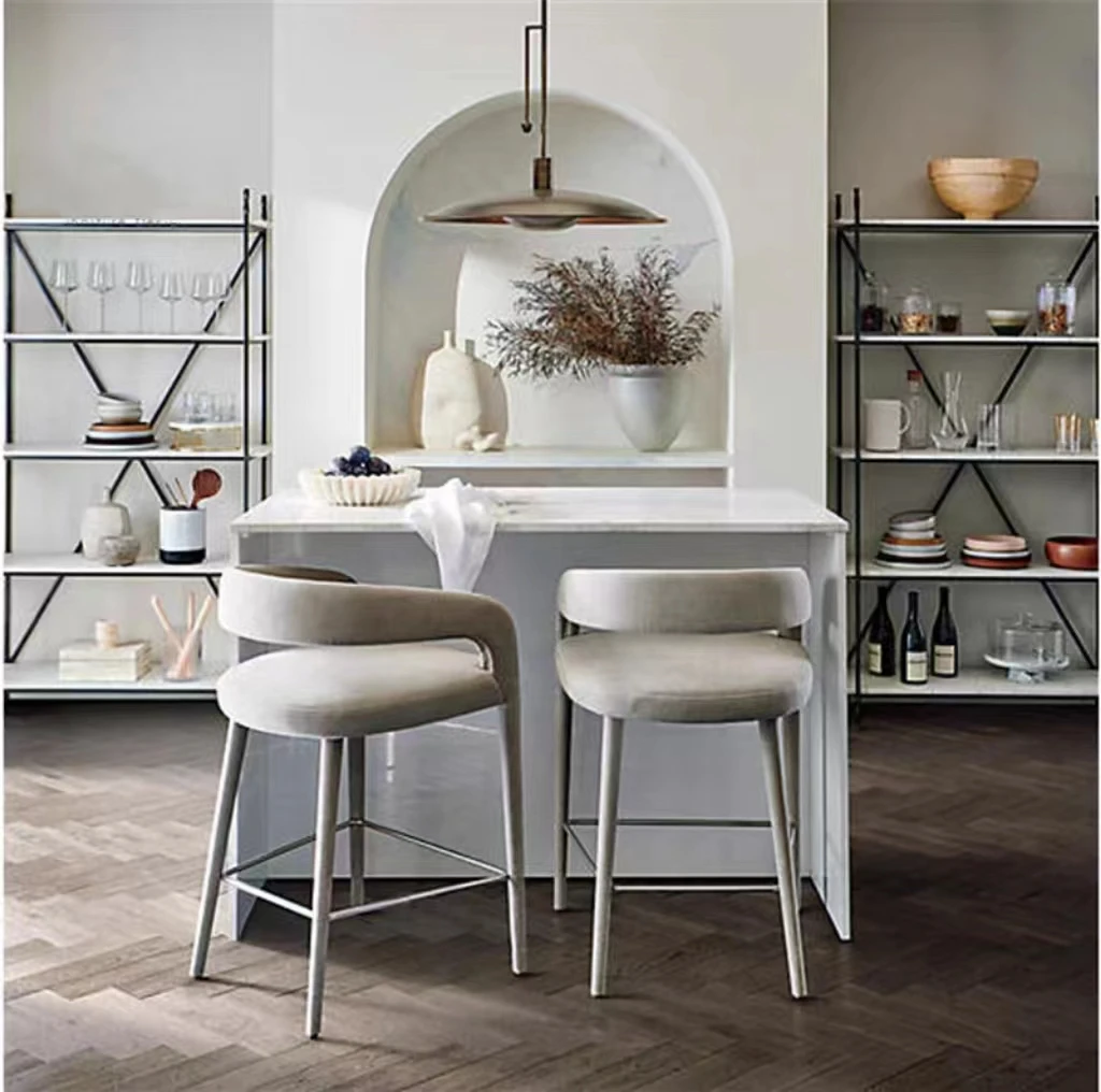 Современный барный стул высокий из кованого железа Бытовая спинка высококачественный нордический минималистский