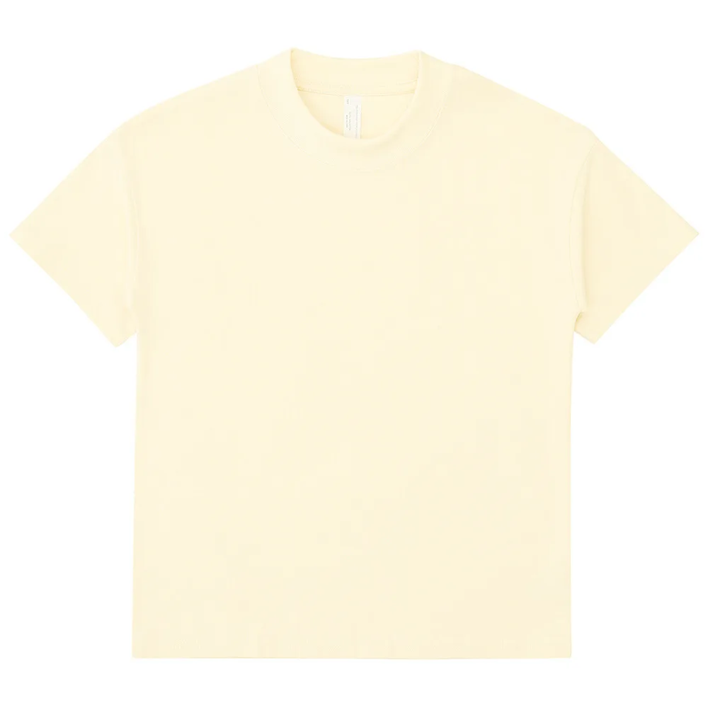 Custom Streetwear Men White Heavyweight Tshirt Boxy Fit Thick Collar