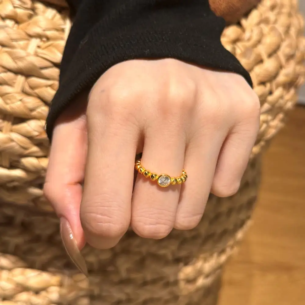 KAKODIY New Bead Chain 18K Gold Plated Ring Women's Jewelry Engagement Ring 925 Sterling Silver Wedding Ring detail 5