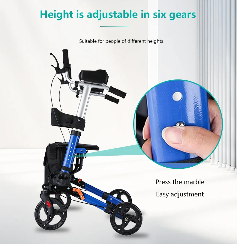 Portable Walking Crutch Disabled Walker Foldable Lightweight Adult Standing Walker With Wheels Walking Aids Frame details