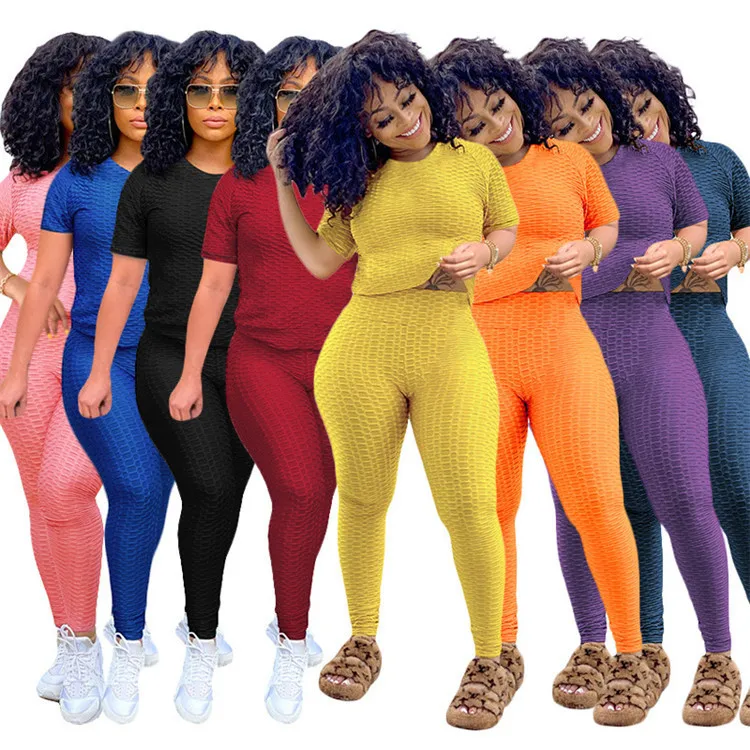 New Arrivals High Quality Women Fashion Clothing 2021 Spring Bodycon Two Piece Set Solid Color 2 Piece Set