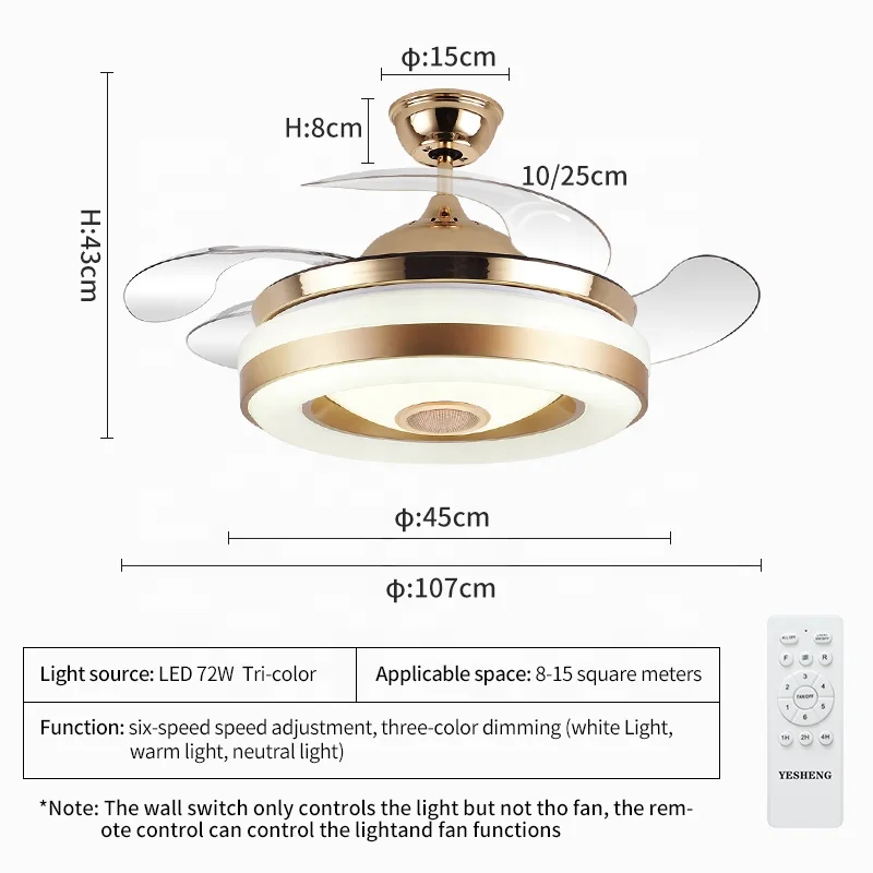 Smart Ceiling Fan Light Remote Control Kit  Speaker Smart Ceiling Fan with Lights Alexa Dimmer Compatible Living Room