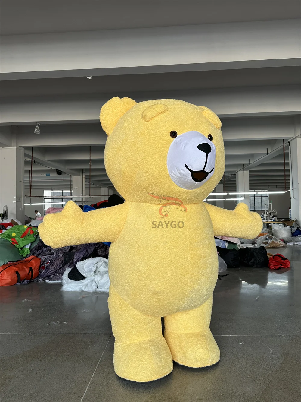 Smile Light Yellow Fat Teddy Bear Mascot Costume 2m 2.6m Inflatable Teddy  Bear Costume Suits Ready to Ship, image size:1000x1333