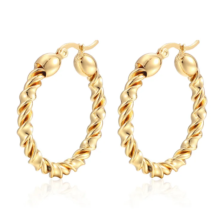 Large Hoops Gold Earrings for Women 14K Gold Hoops Small Twisted