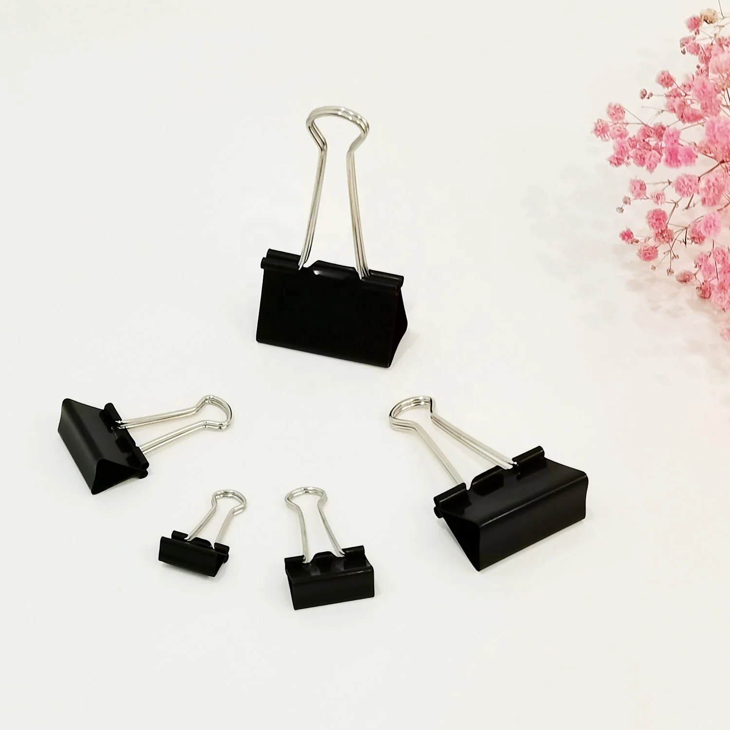 Горячая распродажа высококачественный стандартный черный офисный школьный Настольный никелированный стальной файл металлические связующие записки зажимы для бумаги