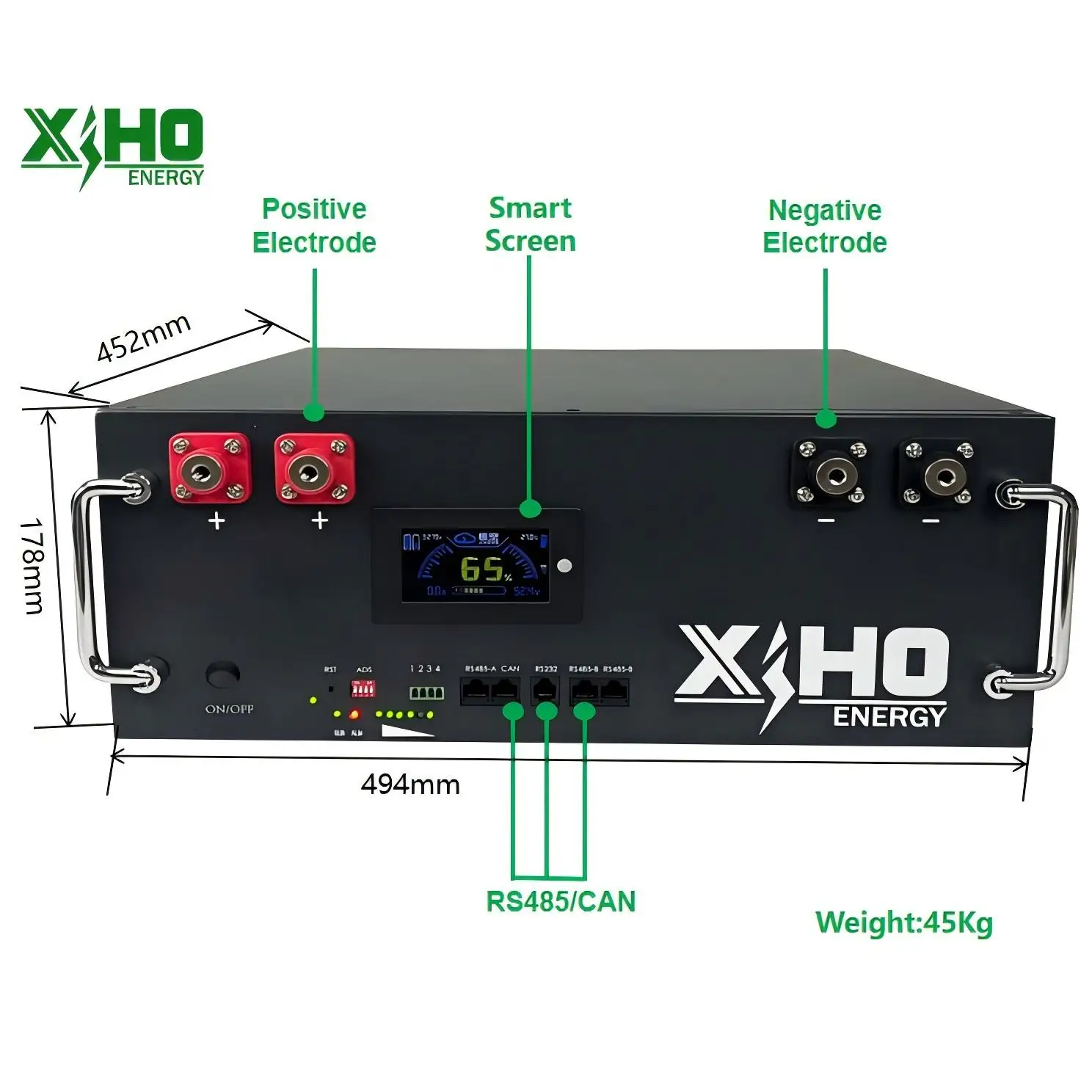 Xiho Design Rack Mounted Solar Energy Storage Systems 100Ah 48V 51.2V 5KWH 16S Lithium Lifepo4 Battery Box WiFi DIY Kits
