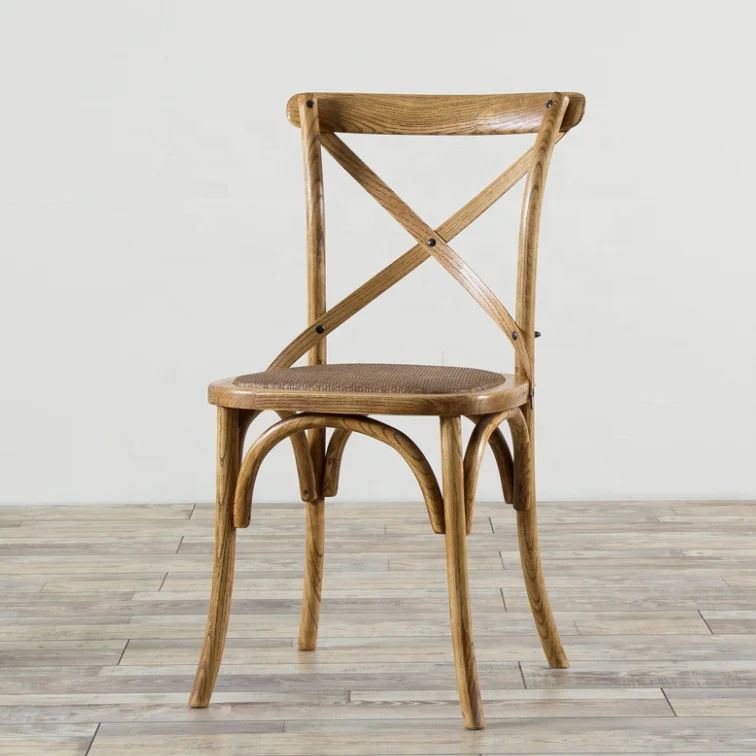 Wholesale Wood Stackable Cross X Back Vintage Dinning Room Chair Wooden Use