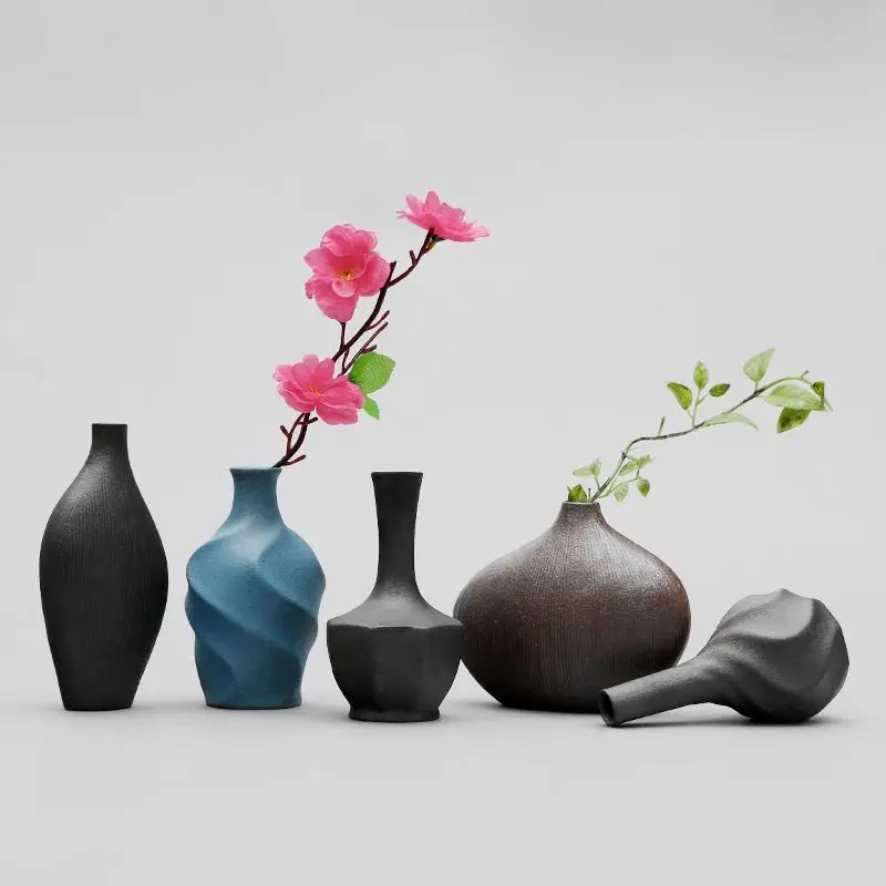 Фабрика Makewell лидер продаж ваза для грубой керамики ручной работы мини-ваза украшения дома цветочный горшок гидропонный 3 комплекта