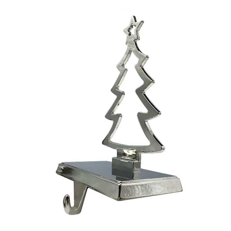 Factory Custom Metal Christmas Tree Ornament Holder Silver Christmas ...