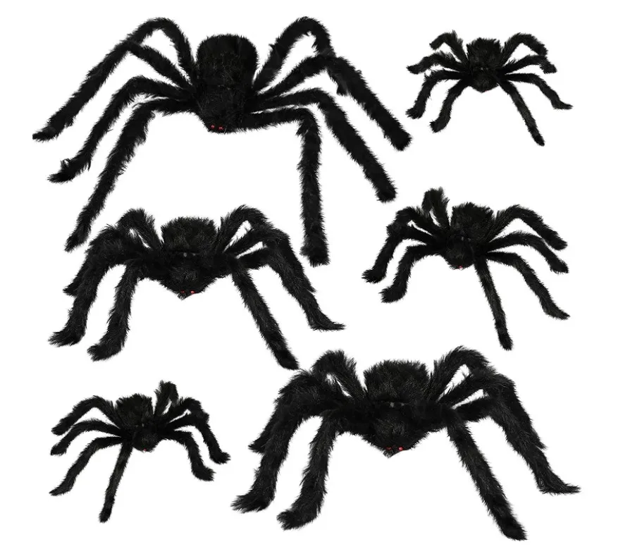 Giant Realistic Hairy Spiders Scary Spider Props Halloween Plastic ...