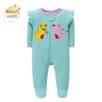 Factory Sales Spring and Autumn Cotton Long Sleeved Baby Jumpsuit Zippered Baby Romper with Feet