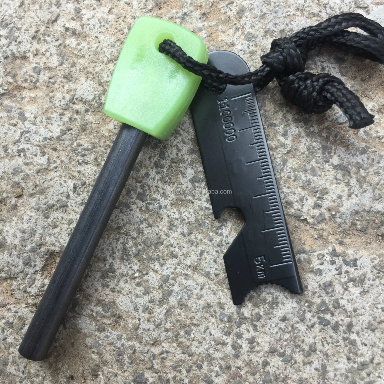 Fire Starter With Striker Lanyard And Whistle Waterproof Flint Fire