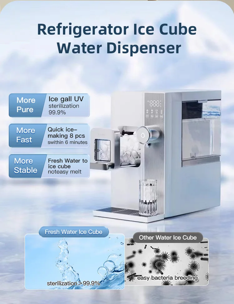 Multi-functional Home Mini Ice maker Water Dispenser with UV instant hot and cold water function for 7 types Temperature Setting