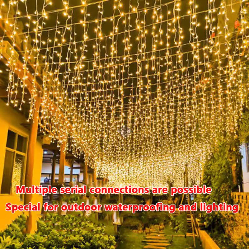 LED Starry Waterfall Waterproof Curtain Color String Light Shopping Mall Outdoor Engineering Decorative Light