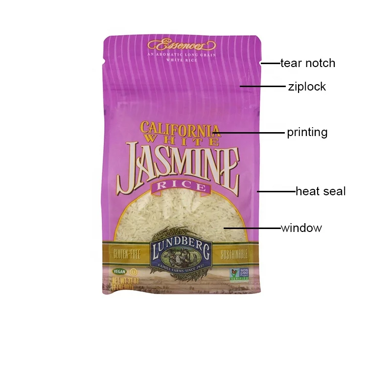 High Quality Food Product Type and Bag Packaging Classic Jasmine Rice Bag with Handle/plastic Rice Bag 1kg 3kg 5kg