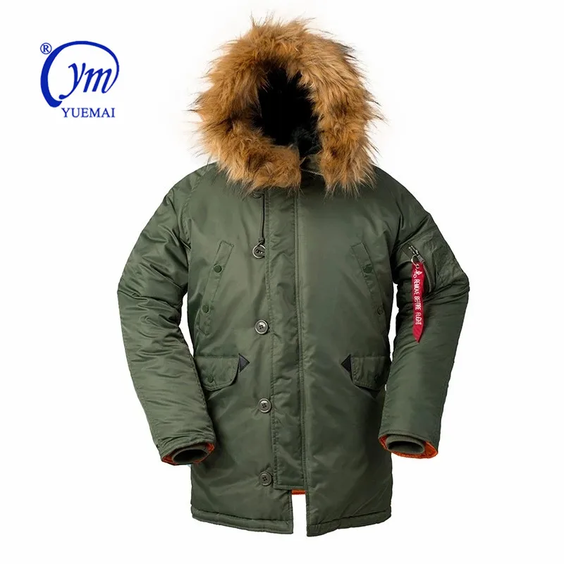 Tactical N3B Winter Warm Padded Windproof Jacket Coat Parka with fox Fur