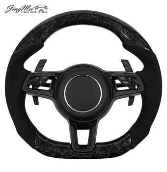 Custom Racing Forged Carbon Fiber Car Steering Wheel Fit For Por s che Panamera Macan Cayenne Cayman 911 718 918