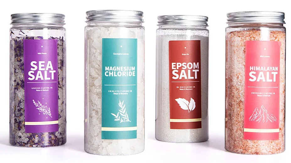 Epsom Dead Sea Himalayan And Magnesium Chloride Four Premium Bath Salts