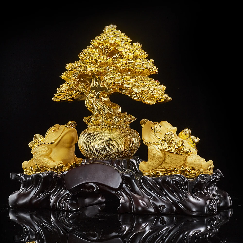 Custom Designed Wealthy Golden Toad Sand Gold Folk Art Style Resin Home Decoration 3D Craft for All Kinds of Ornaments