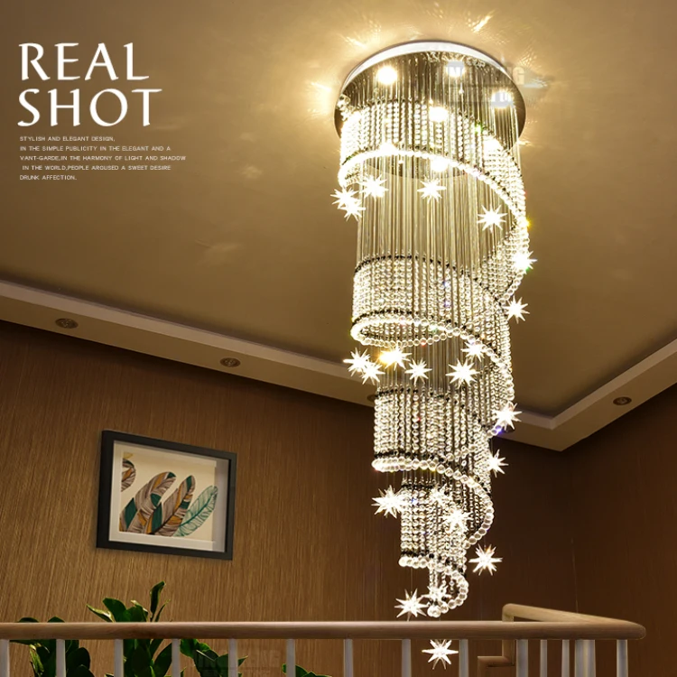 クリスタルスワールレインドロップシャンデリアライト装飾ホール