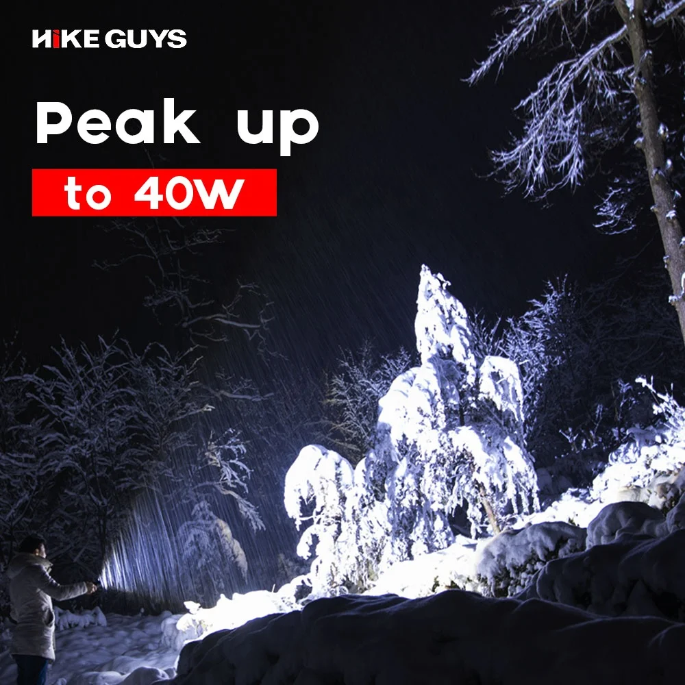 Powerful 40W 10000 Lumens 5Modes Waterproof Outdoor XHP90 Tactical Torch Flashlight LED USB Rechargeable Flashlights