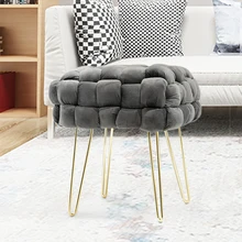 Custom Home Furniture French Storage Chair Dressing Stool Cube Foot Stool With Metal Legs and Coffee Table