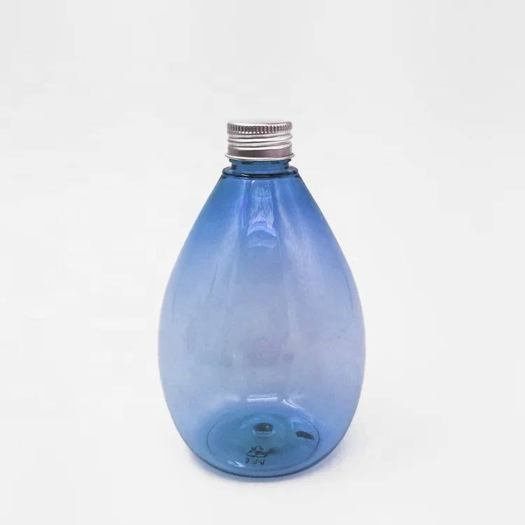 Transparent Blue Plastic Water Drop Shape Bottle With Silver Lid Buy 300ml  Water Dropper Shape Bottle,300ml Pet Bottle With Aluminum Lid,Pet Drinping  Bottle With Silver Lid Product on