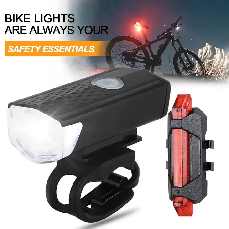 USB Rechargeable Bike Light Set | Front & Back | High Brightness LED | Waterproof For Mountain Road Cycling