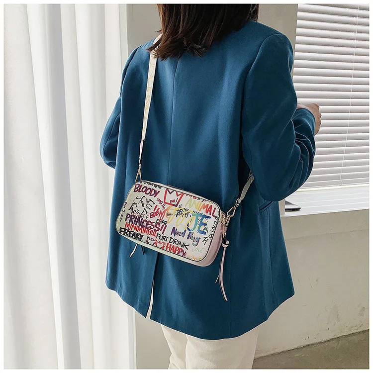 2021 Women Fashion Versatile New Personalized Graffiti Square Bag Lady's Shoulder Crossbody Bags