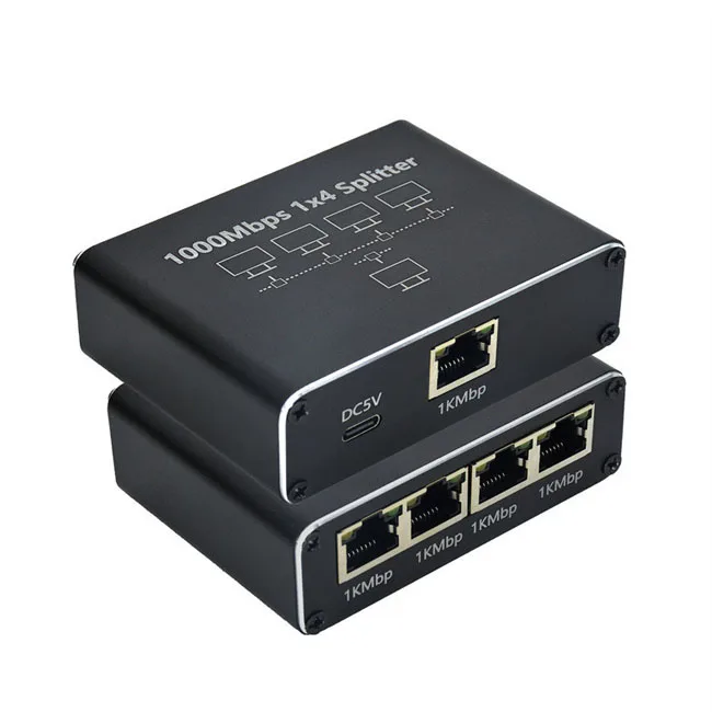4-Way RJ45 Ethernet Switch Bi-Directional A/B Push Button Switching 1000 Mpbs