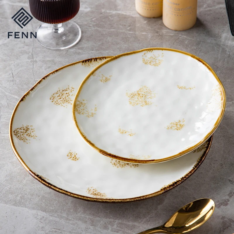 Nordic Ceramic Glossy Porcelain Shallow Plates Wedding Ceramic Dinner Plate Dinnerware Dishes Plate Restaurant