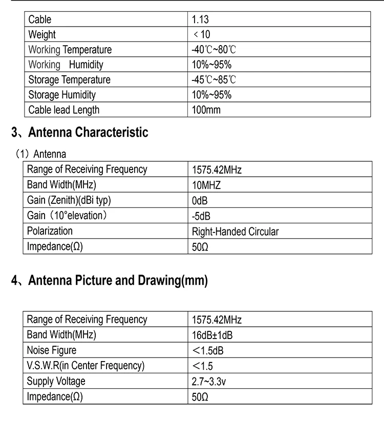 12x12x6.5mm Internal Ceramic Gps Antenna 1575.42mhz With Ipex Mhf 1