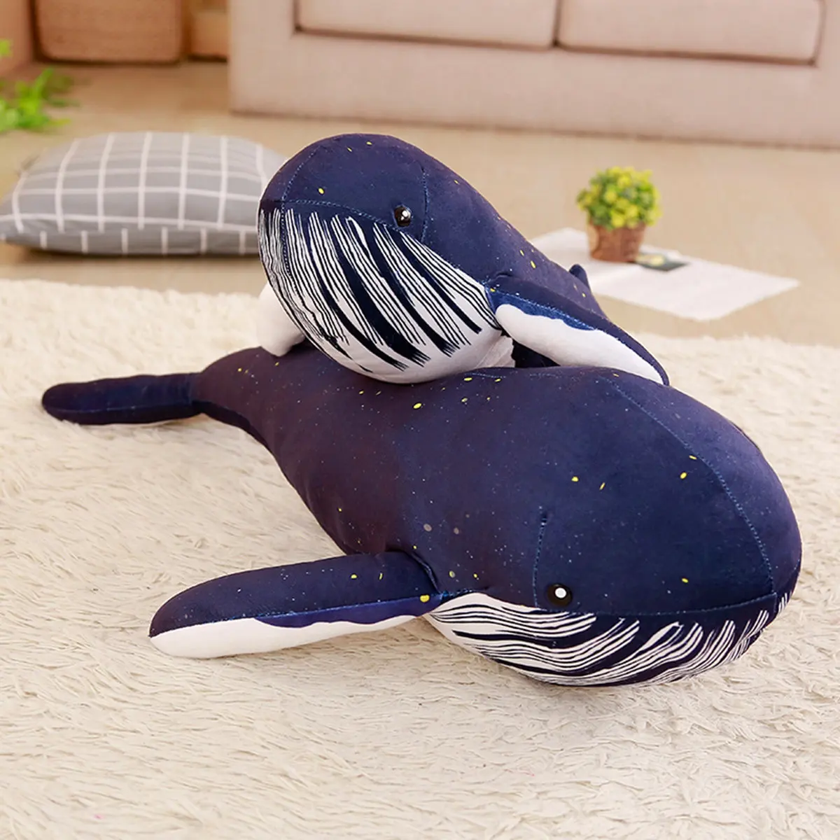 big blue whale stuffed animal