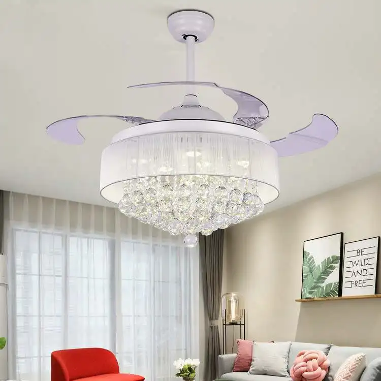 product modern luxury crystal ceiling fan light with switchable led ceiling fan light-2