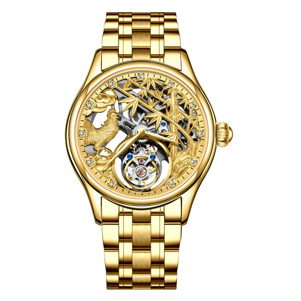 24k Gold Stainless Steel Band With Folding Clasp With Safety 3D