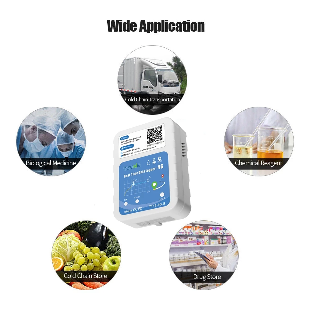 TZONE 4G Real Time Temperature Humidity Data Logger GPS GSM Tracker