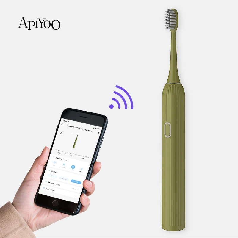 Low MOQ Tuya App Control Bluetooth Portable Rechargeable Travel Adult IPX7 Waterproof Smart Sonic Electric Toothbrush