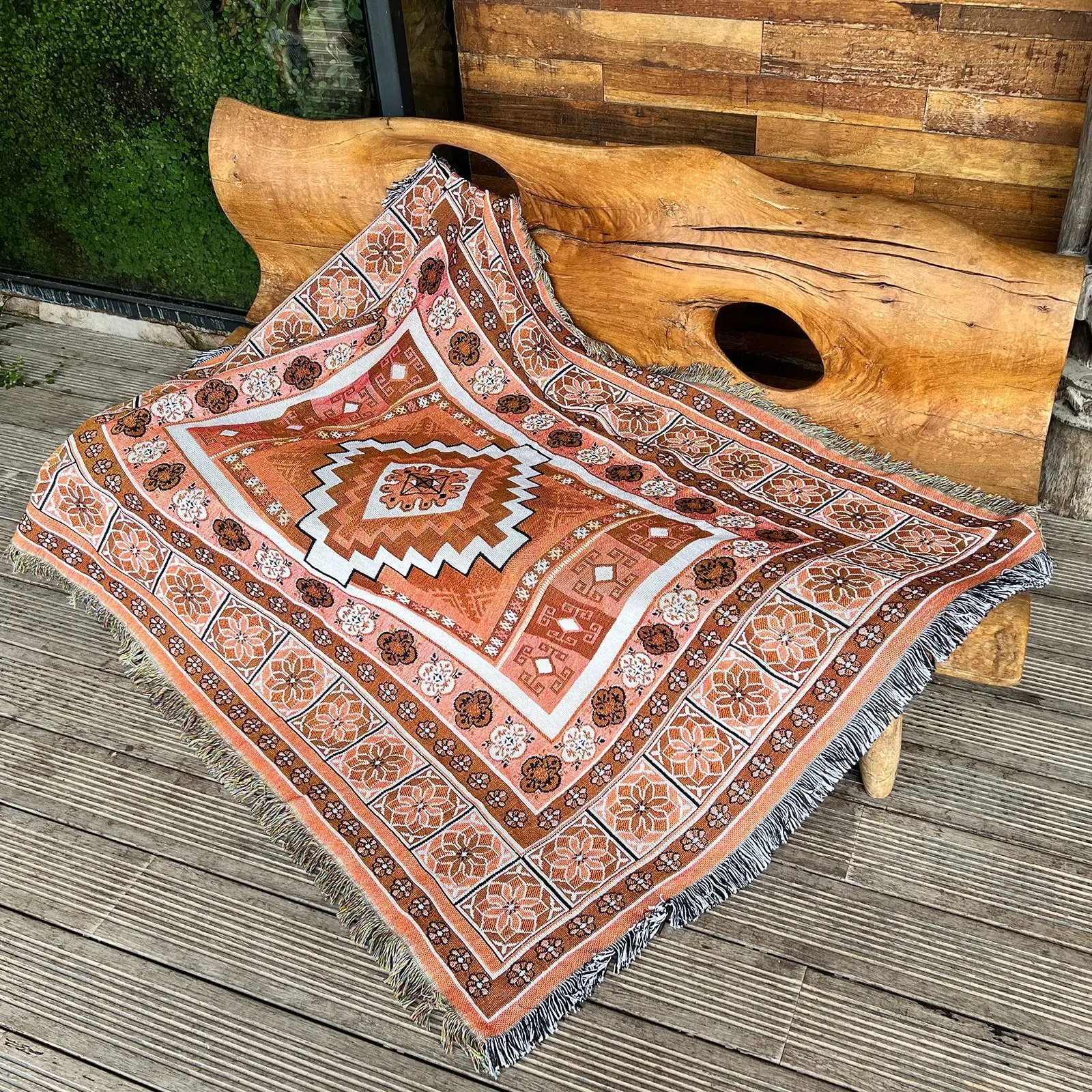 Outdoor Bohemian Style Blanket Woven Boho Geometric Throw Blanket Sofa