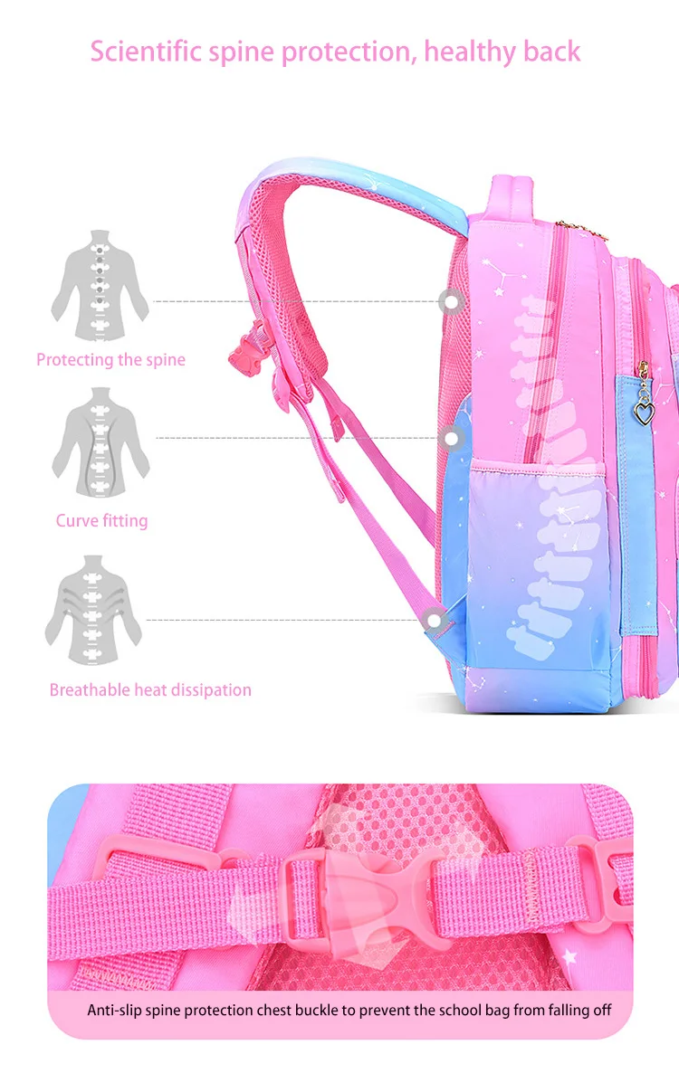 Best Selling Waterproof Polyester School Bags Lightweight Lovely Pink