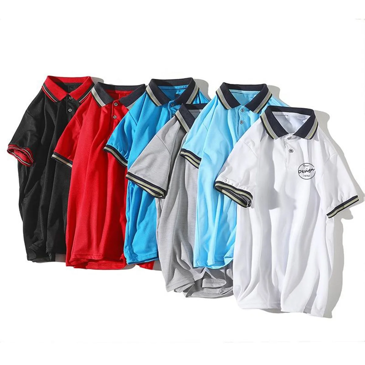 JL-80904 Heavy Cotton Plain Oversized Polo Shirt Embroidery Casual Polo T Shirts Men