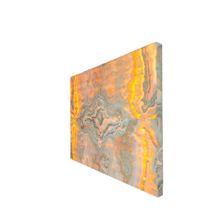 Natural Litchi Patterned Marble and Translucent Backlit Yellow Onyx for Interior Wall and Background Wall Decoration