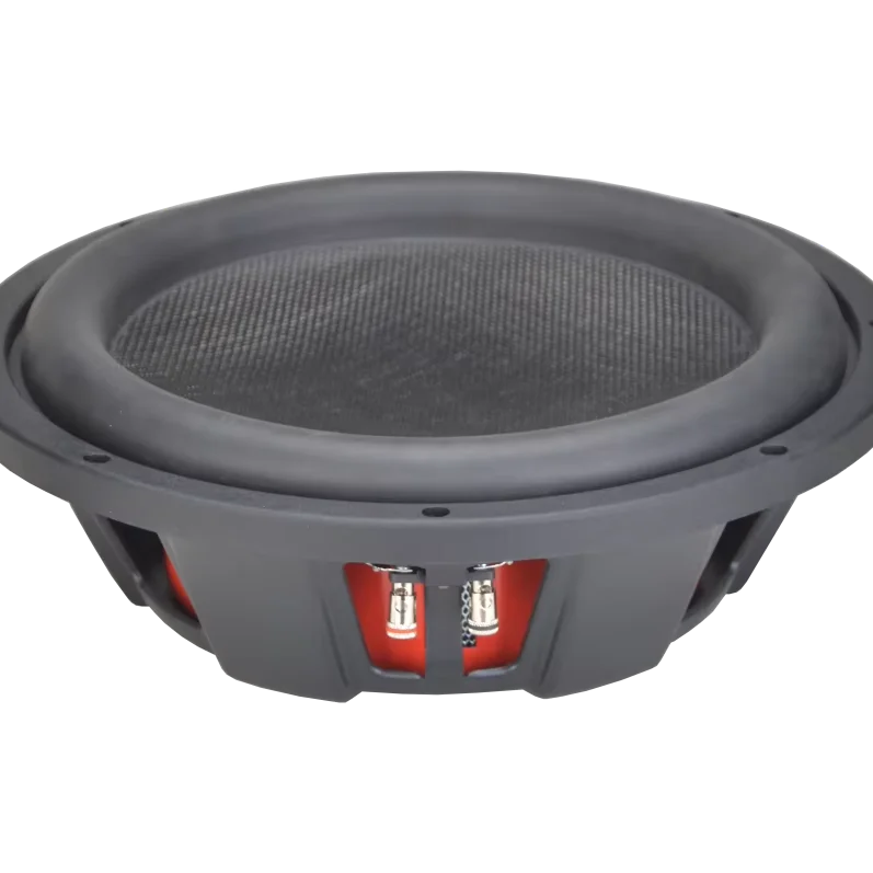 Subwoofer automotriz ultra delgado de 8, 10 o 12 pulgadas, 400 W RMS, 95 dB SPL, respuesta de frecuencia de 30 Hz, bobina móvil de 2 pulgadas, cono de fibra de carbono, núcleo de ferrita, unidad para música de carreras automovilísticas