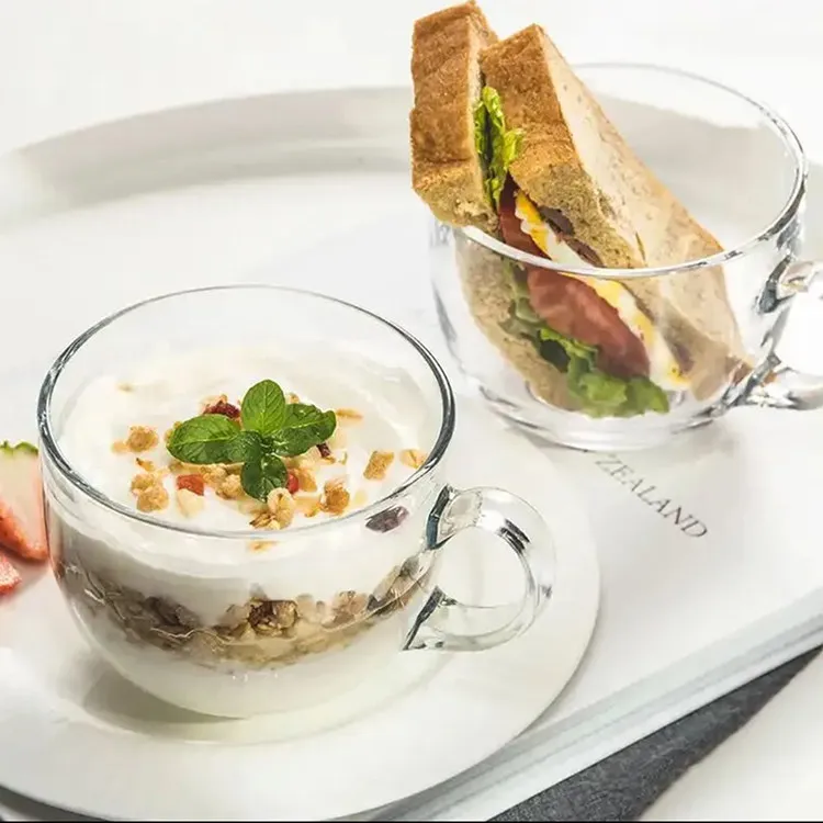 Оптовая продажа, кружки для молока, чая, завтрака, зерна, кофе, стеклянная чашка с бамбуковой крышкой