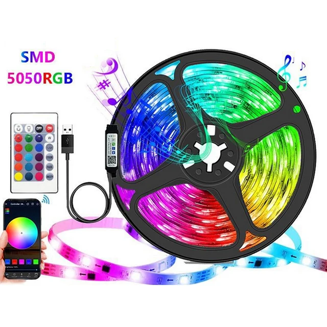 Decoration Neon Led Strip Light Flexible Smart Strip Lights RGB 5050 SMD Waterproof DC 5V 1M 3M 5M 10M 15M  Plastic Luces Led