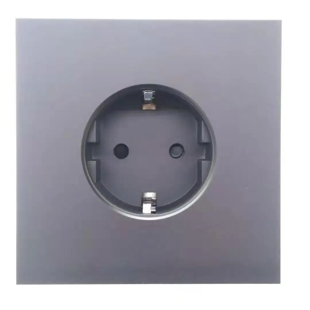 Double French or European Schuko Aluminum Wall Electrical Socket Power Outlets 16A Rated Current for Vimar or for Legrand Module