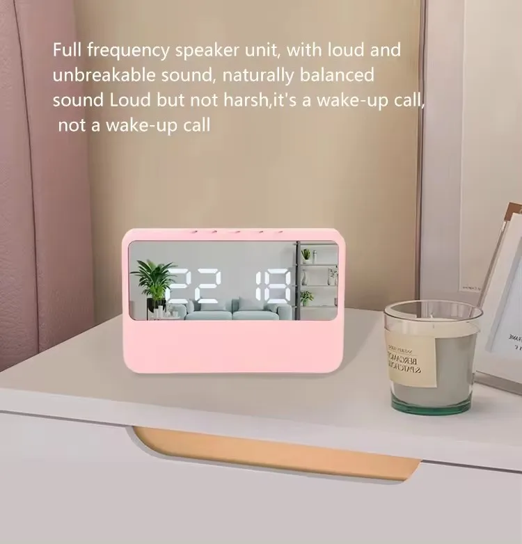 Design Best New Style Dual Powered for Bedroom Office Table Large Display Electronic Digital LED Mirror Alarm Clock